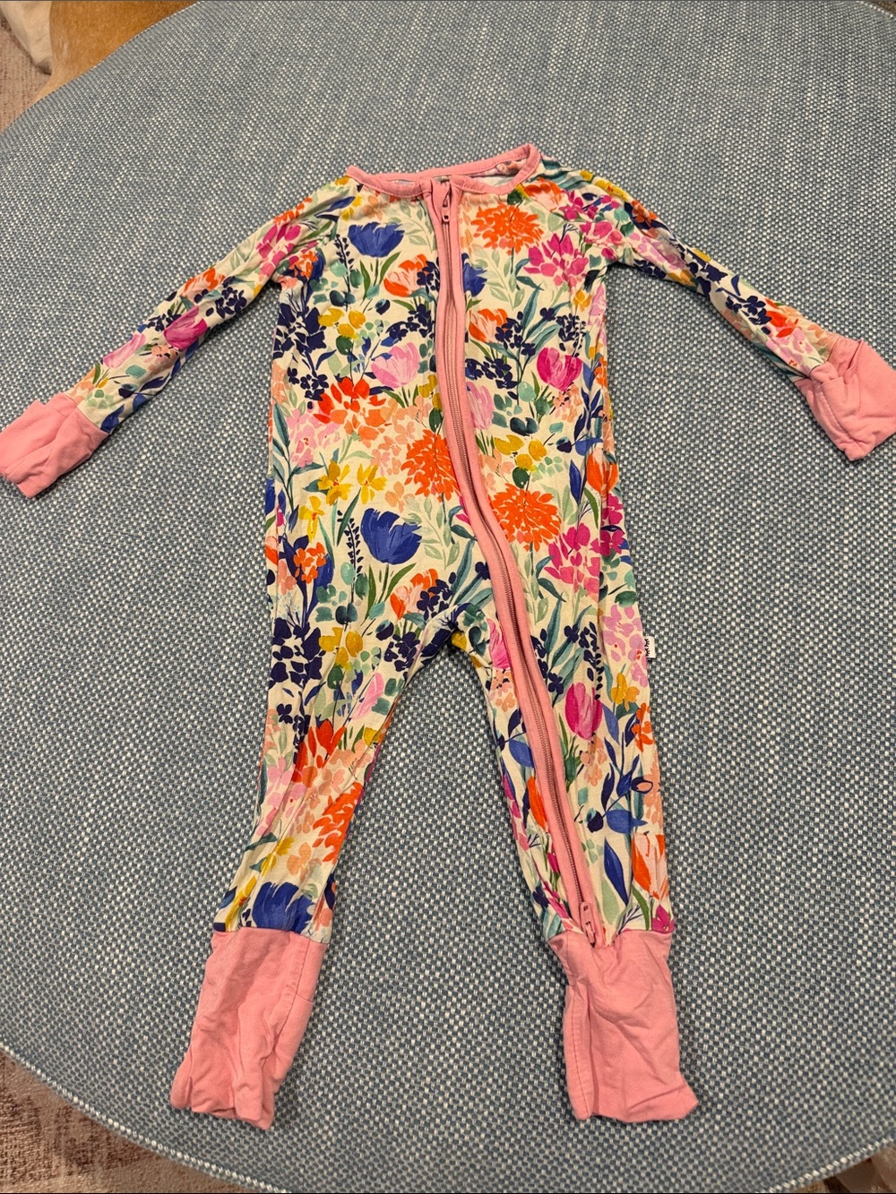 Floral Zip-Front Kids One-Piece in Pink